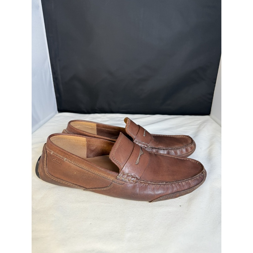 Clarks 16326 Brown Leather Ortholite Penny‎ Driving Loafers Mens 11.5 US Brown